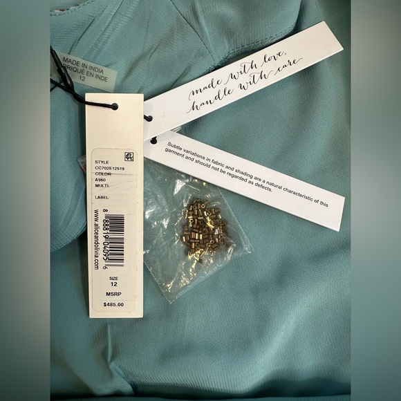 Alice + Olivia Beaded Ikat Stripe Shift Dress Southwest Boho Blue Multi NWT 12 - Picture 7 of 13